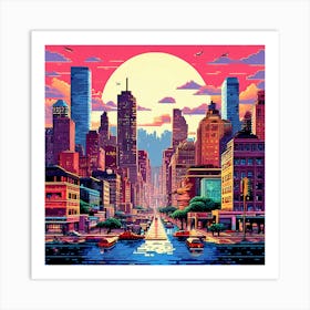 Pixelated Pop Art Cityscapes Or Landscapes Reimagined In A Pixelated Style Reminiscent 3 Art Print