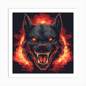 Scary Dog Emoji Dynamic Background 12 Art Print