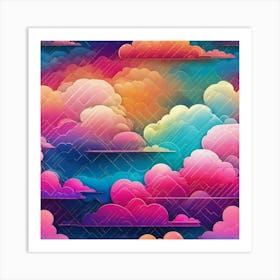 Colorful rainbow clouds Art Print