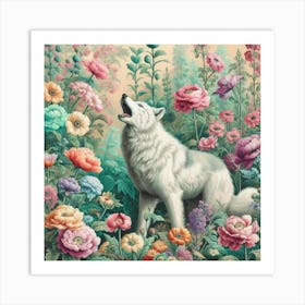 Wolf In The Garden Art Print