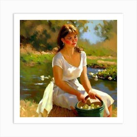 Girl With A Bucket Art Print