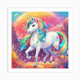 Unicorn With Rainbow Mane Art Print