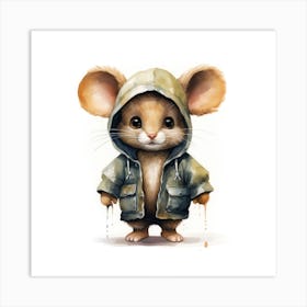 Watercolour Cartoon Mouse In A Hoodie 3 Art Print