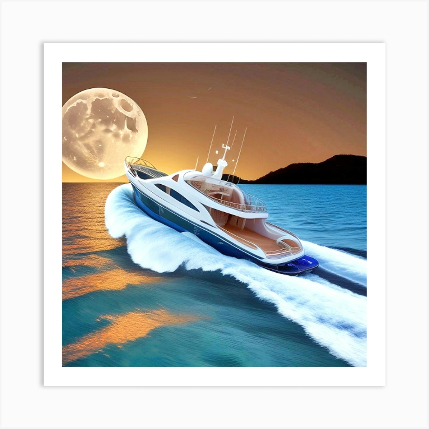 Yacht In The Ocean 4 Art Print