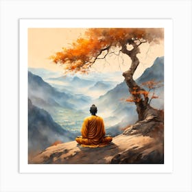 Buddha Painting Landscape (14) Art Print