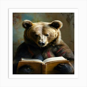 Bear Reading A Book Art Print