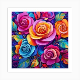 Colorful Roses 6 Art Print