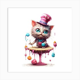 Lollipop Cat Art Print