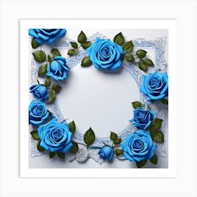 Blue Roses Frame 3 Art Print