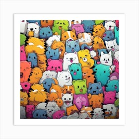 Kawaii Cats Graffiti Art for wall decor Art Print