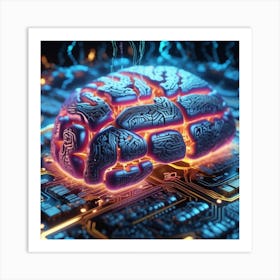 Brain On A Circuit Board 90 Art Print