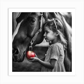 Little Girl And Horse Art Print