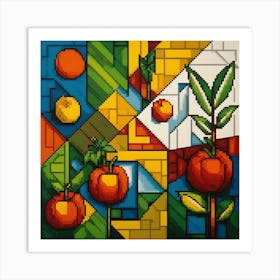 Pixel Cubism Art Art Print