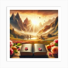 Book at sunset 3 Art Print