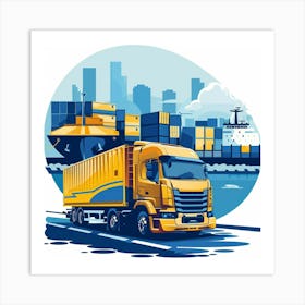 Freight Truck On The Road Art Print