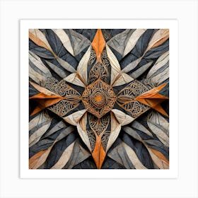 Firefly Beautiful Modern Detailed Floral Indian Mosaic Mandala Pattern In Neutral Gray, Charcoal, Si (6) Art Print