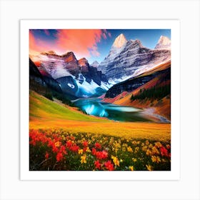 Sunset In The Mountains 13 Art Print