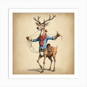 Cowboy Deer Art Print