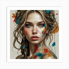 Girl With Paint Splatters 2 Art Print