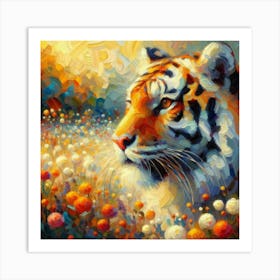 Tiger In The Meadow impressionism Art Print