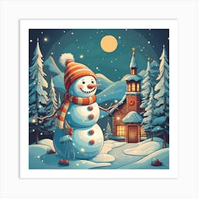 Snowman In The Snow 12 Art Print