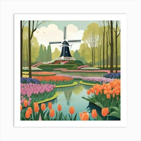 Default Keukenhof Gardens Netherlands Vintage Botanical Art Pr 3 Art Print