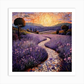 Sunset In The Lavender Field Art Print