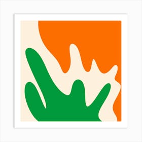 Abstract modern shapes orange and green Art Print