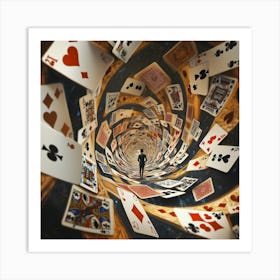 Playing Cards In A Tunnel Poster