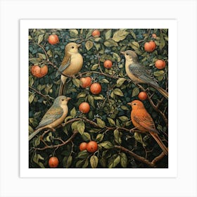 Birds In The Apple Tree Art Art Print