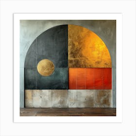 'Architectural Dawn', a masterful blend of geometry and gradient that portrays the break of day as a structured phenomenon. This artwork captures the warmth of the sunrise through a bold partition of form and color, set against a backdrop of textured tranquility.  Abstract Sunrise, Geometric Art, Textured Warmth.  #ArchitecturalDawn, #AbstractGeometry, #SunriseArt.  'Architectural Dawn' is an invitation to infuse your environment with the structured beauty of daybreak. Ideal for modern and minimalist spaces, this piece offers a sophisticated accent that is both thought-provoking and soothing, making it a perfect choice for art lovers and design aficionados alike. Art Print