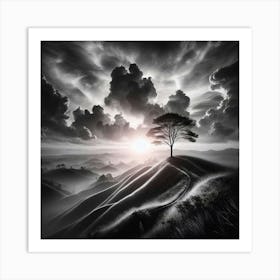 Lone Tree On A Hill 2 Art Print