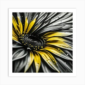 Touch of yellow on black flower Art Print