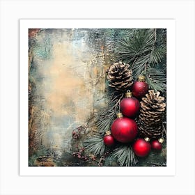 Vintage Holiday Mixed Media 4 Art Print