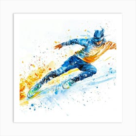 Watercolor Of A Skier Art Print