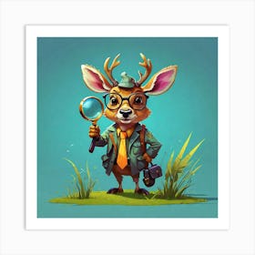 Deer With Magnifying Glass Art Print