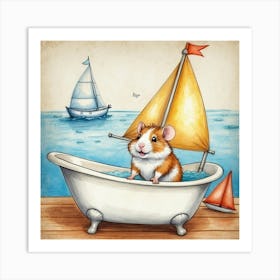 Hamster In The Bath Art Print