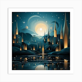 Night City Landscape Art Print