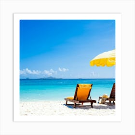 Relax Lounge Dream Ocean Beach Chair Idylli Holiday Rest Swim Shore Paradise Shoreline B (26) Art Print