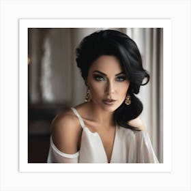 Beautiful Woman With Black Hair Art Print