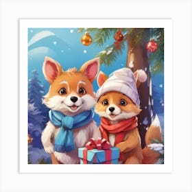 Two Foxes Art Print