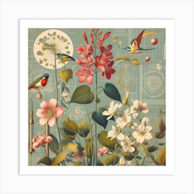 Birds And Flowers Art Print