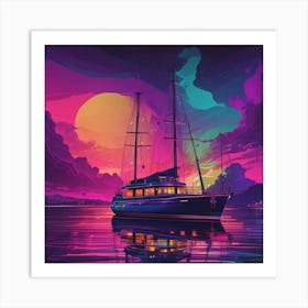 Sunset Sailboat 15 Art Print