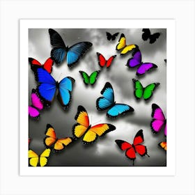 Colorful Butterflies In The Sky 13 Art Print