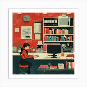 Woman Working In An Office Art Print