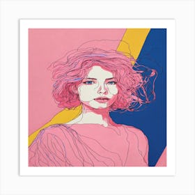 Girl With Pink Hair Art Print