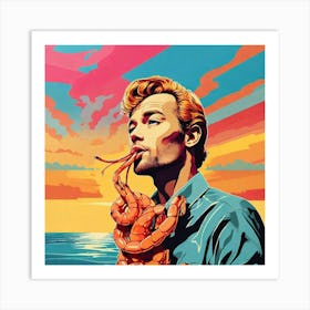 Man Eats A Lobster Art Print