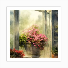 Watercolor Greenhouse Flowers 22 Art Print