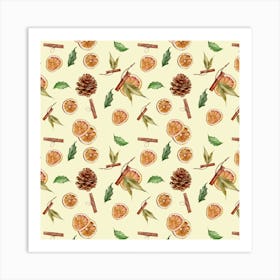 Oranges And Pinecones Art Print