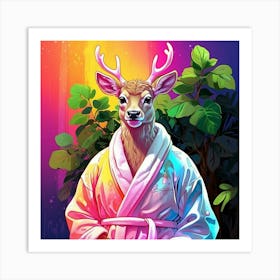 Deer In Bathrobe 2 Art Print